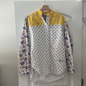 Vanessa Bruno Mixed Floral Blouse in Yellow and Blue